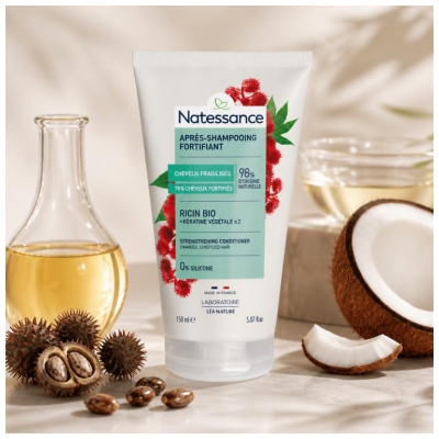Natessance Après-Shampooing Démêlant Fortifiant - Ricin & Kératine Végétale