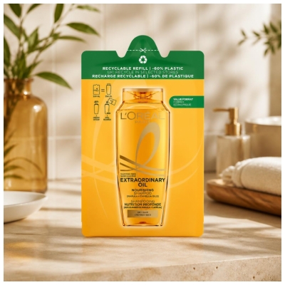 L'Oréal Paris Elseve Huile Extraordinaire Shampoing Nutrition Profonde Cheveux Secs Eco-Recharge 250 ml