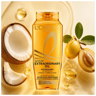 L'Oréal Paris Elseve Huile Extraordinaire Shampoing Nutrition Profonde Cheveux Secs Eco-Recharge 250 ml