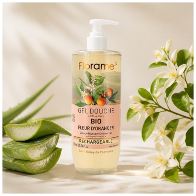 Florame Gel Douche Fleur d'Oranger Rechargeable Biologique 750 ML