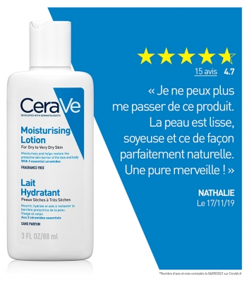 Cerave Lait Hydratant Visage et Corps Pour Les Peaux Sèches à Trèsèches 88 ml