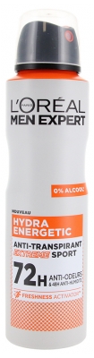 L'Oréal Paris Men Expert Hydra Energetic Déodorant Anti Transpirant Extrême Sport 72H en Spray 150 ML