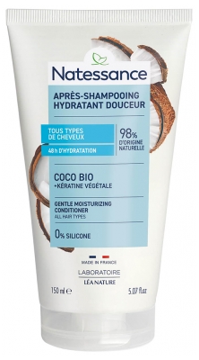 Natessance Après-Shampooing Extra-Doux - Brillance - Coco & Kératine Végétale - Usage Fréquent
