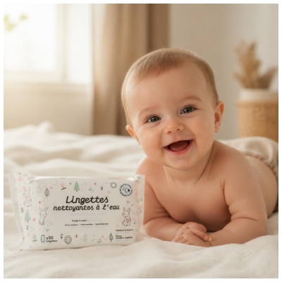 Dou Lapinou Lingettes Nettoyantes à l'Eau 50 Lingettes