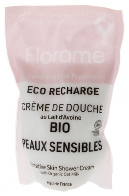 Florame Crème de Douche Lait d'Avoine pour Peaux Sensibles Rechargeable Bio Éco Recharge 700 ML
