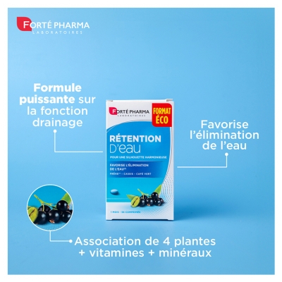 Forté Pharma Rétention d'Eau Format Éco - Élimination de L'eau - 56 Comprimés