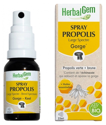 Herbalgem Propolis Large Spectre Spray Bio Dès Les Premiers Signes du Refroidissement 15 ml