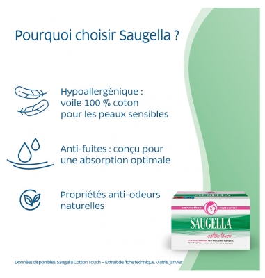 Saugella Cotton Touch Serviettes Maternité X10