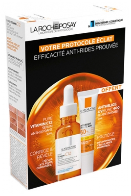 La Roche-Posay Pure Vitamin C12 Sérum Anti-Rides et Éclat 30 ml + Anthelios Fluide Invisible Sans Parfum SPF50+ 15 ml Offert