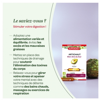 Superdiet Artichaut Bio - 20 Ampoules de 10 ml