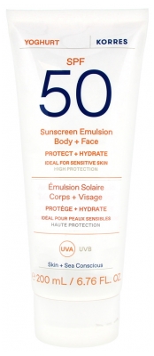 Korres Yoghurt Émulsion Solaire Corps et Visage SPF50 Peaux Sensibles 200 ml