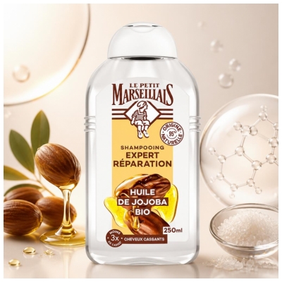 Le Petit Marseillais Shampoing Réparation Huile de Jojoba Cheveux Cassants 250 ml