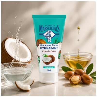 Le Petit Marseillais Gommage Corps Hydratant Eau de Coco Peaux Sèches 150 ml
