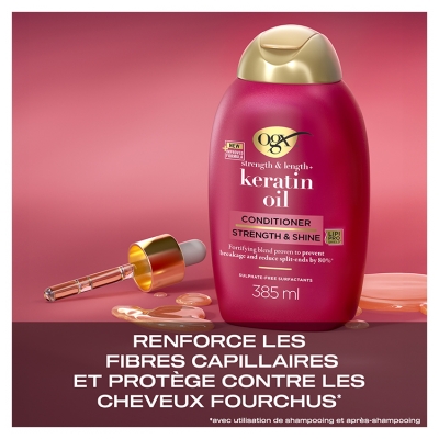 Ogx Après Shampooing Huile de Kératine - Cheveux Abîmes & Cassants - 385 ml