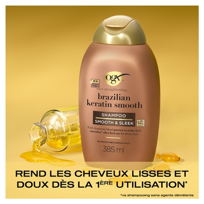 Ogx Shampoing Kératine du Brésil Cheveux Bouclés 385 ml