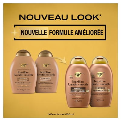 Ogx Shampoing Kératine du Brésil Cheveux Bouclés 385 ml
