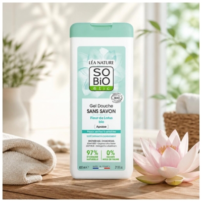 Léa Nature SO BIO étic Gel Douche Sans Savon Fleur de Lotus Biologique 650 ML