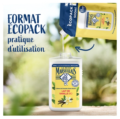 Le Petit Marseillais Douche Crème Extra Doux Lait Vanille Eco Recharge 500 ML