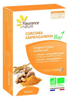 Fleurance Nature Curcuma Ashwagandha Énergie et Tonus Bio 15 Comprimés