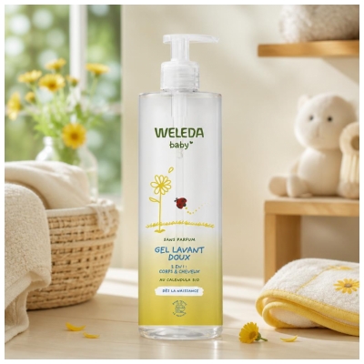 Weleda Baby Gel Lavant Doux au Calendula Corps et Cheveux Sans Parfum 400 ml