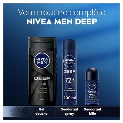 Nivea Men Deep Clean Gel Douche 3en1 Visage Corps et Cheveux 250 ml