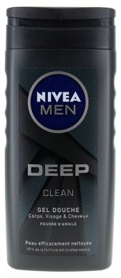 Nivea Men Deep Clean Gel Douche 3en1 Visage Corps et Cheveux 250 ml