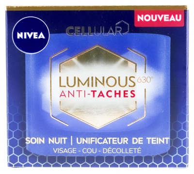 Nivea Cellular Luminous630 Soin de Nuit Unificateur de Teint Visage Cou et Décolleté 50 ml