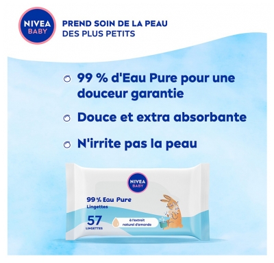 Nivea Baby Lingettes d'Eau Nettoyante 57 Pièces