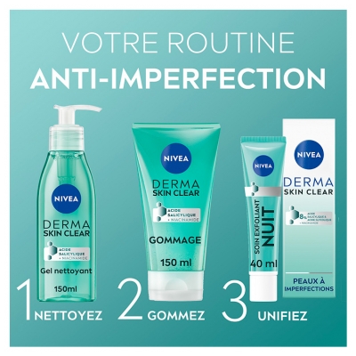 Nivea Derma Skin Clear Soin Exfoliant Quotidien Nuit Pour les Peaux à Imperfections 40 ml