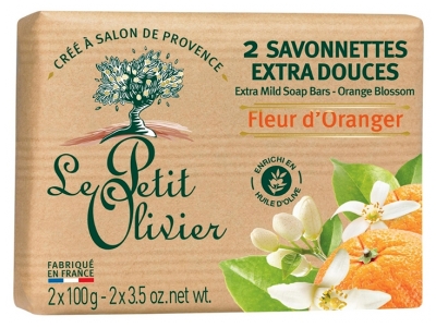 Le Petit Olivier Savon Solide Doux Fleur d'Oranger 2 x 100 g