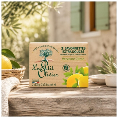 Le Petit Olivier Savon Solides Extra Doux Verveine Citron 2 x 100 g