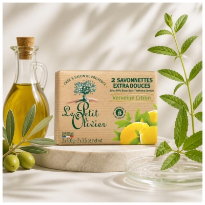 Le Petit Olivier Savon Solides Extra Doux Verveine Citron 2 x 100 g
