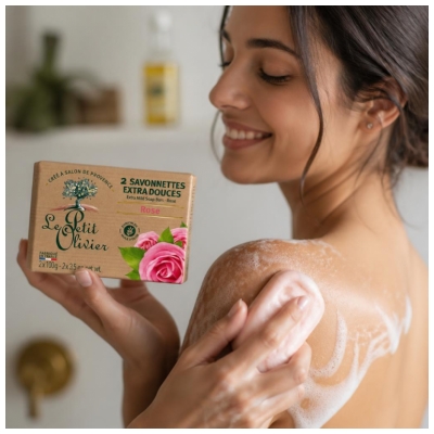 Le Petit Olivier Savon Solide Extra Doux Rose 2 x 100 g