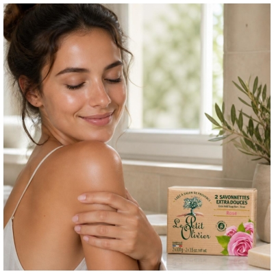 Le Petit Olivier Savon Solide Extra Doux Rose 2 x 100 g