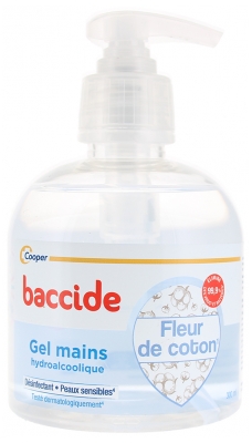 Baccide Gel Mains Hydroalcoolique Fleur de Coton pour Peaux Sensibles 300 ML
