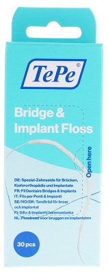 TePe Fil Dentaire Épais pour Bridges et Implants 30 Pièces