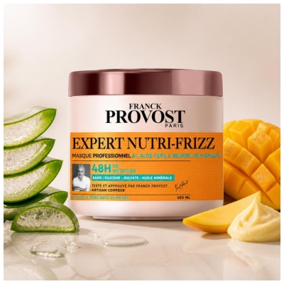 Franck Provost Expert Nutri-Frizz Masque Professionnel Cheveux Très Secs ou Frisés 48 Heures 400 ML