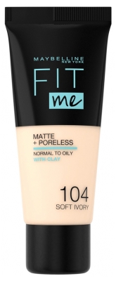 Maybelline New York Fit me ! Matte + Poreless Fond de Teint 30 ml - Teinte : 104 Ivoire Rosé