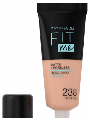 Maybelline New York Fit me ! Matte + Poreless Fond de Teint 30 ml - Teinte : 238 Bronze Doré