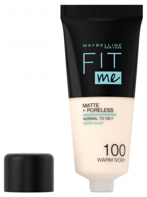 Maybelline New York Fit me ! Matte + Poreless Fond de Teint 30 ml - Teinte : 100 Ivoire Doré