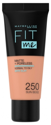 Maybelline New York Fit me ! Matte + Poreless Fond de Teint 30 ml - Teinte : 250 Beige Ensoleillé