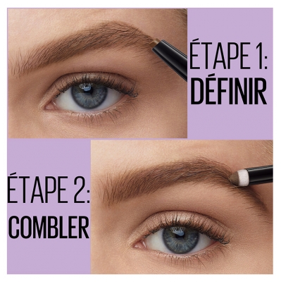 Maybelline New York Express Brow Satin Duo 2en1 Crayon + Poudre à Sourcils 1,9 g - Teinte : Dark Brown