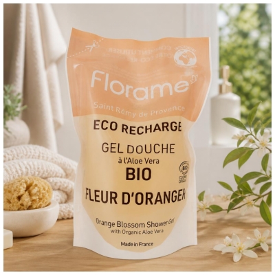 Florame Gel Douche Fleur d'Oranger Rechargeable Éco Recharge Biologique 700 ML