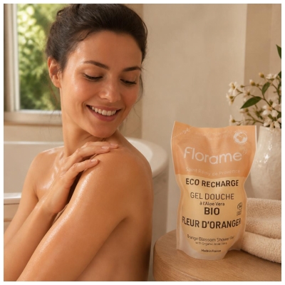 Florame Gel Douche Fleur d'Oranger Rechargeable Éco Recharge Biologique 700 ML