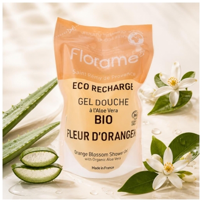 Florame Gel Douche Fleur d'Oranger Rechargeable Éco Recharge Biologique 700 ML