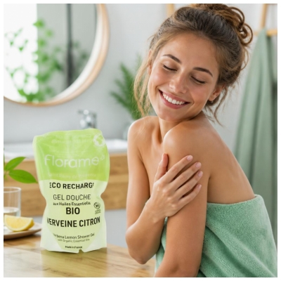 Florame Gel Douche Verveine Citron Rechargeable Bio Eco Recharge 700 ML
