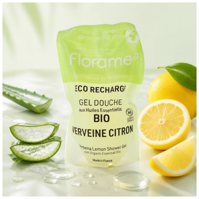 Florame Gel Douche Verveine Citron Rechargeable Bio Eco Recharge 700 ML