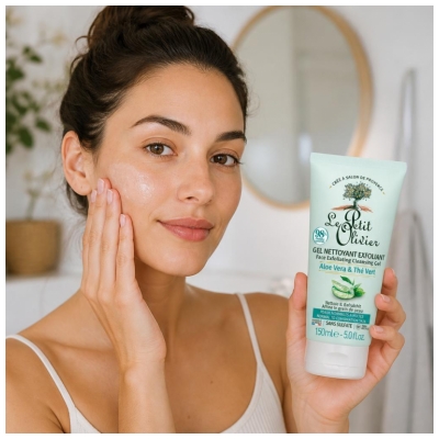 Le Petit Olivier Gel Nettoyant Exfoliant Peaux Normales à Mixtes 150 ml
