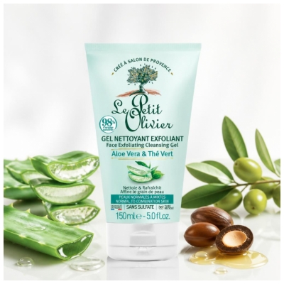 Le Petit Olivier Gel Nettoyant Exfoliant Peaux Normales à Mixtes 150 ml