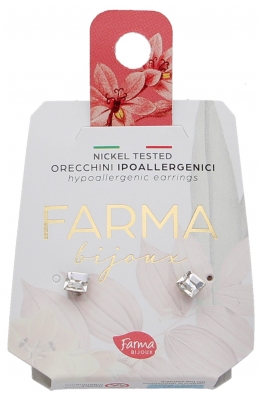 Pharma Bijoux Boucles d'Oreilles Hypoallergéniques Pour Les Peaux Sensibles - Nickel Testé - Carrés Crystal 4 mm